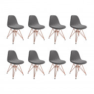 Kit 8 Cadeiras Jantar Eames Eiffel Estofadas Grafite Base Cobre