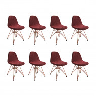 Kit 8 Cadeiras Jantar Eames Eiffel Estofadas Vermelho Base Cobre