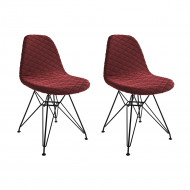 Kit 2 Cadeiras Jantar Estofadas Vermelha Eames Base Ferro Preto 