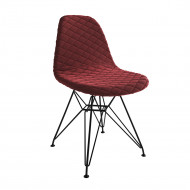 Cadeira Jantar Estofada Vermelha Eames Base Ferro Preto 