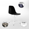 Mesa Industrial Jantar Redonda Amêndoa 110cm Base V Com 4 Cadeiras Eames Pretas Ferro Branco - 4