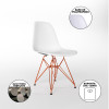 Mesa Industrial Jantar Redonda Preta 110cm Base V Com 4 Cadeiras Eames Brancas Base Cobre - 4