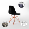 Mesa Industrial Jantar Redonda Preta 110cm Base V Com 4 Cadeiras Eames Pretas Base Cobre - 4