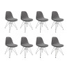 Kit 8 Cadeiras Jantar Eames Eiffel Estofadas Grafite Base Ferro Branco - 1