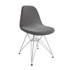 Mesa Industrial Retangular Amêndoa Base V 137x90cm 6 Cadeiras Estofadas Eames Grafite Aço Branco  - 4