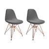 Kit 2 Cadeiras Jantar Eames Eiffel Estofadas Grafite Base Cobre - 1