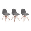 Kit 3 Cadeiras Jantar Eames Eiffel Estofadas Grafite Base Cobre - 1