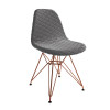 Mesa Industrial Retangular Amêndoa Base V Cobre 137x90cm C/ 6 Cadeiras Estofadas Grafite Cobre  - 4