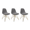 Kit 3 Cadeiras Jantar Eames Eiffel Estofadas Grafite Base Dourado - 1