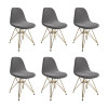 Kit 6 Cadeiras Jantar Eames Eiffel Estofadas Grafite Base Dourado - 1