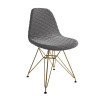 Kit 3 Cadeiras Jantar Eames Eiffel Estofadas Grafite Base Dourado - 2