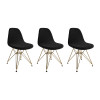 Kit 3 Cadeiras Jantar Eames Eiffel Estofadas Preto Base Dourado - 1