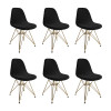Kit 6 Cadeiras Jantar Eames Eiffel Estofadas Preto Base Dourado - 1