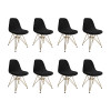 Kit 8 Cadeiras Jantar Eames Eiffel Estofadas Preto Base Dourado - 1