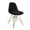 Kit 3 Cadeiras Jantar Eames Eiffel Estofadas Preto Base Dourado - 2