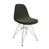 Mesa Industrial Retangular Amêndoa Base V 137x90cm 6 Cadeiras Estofadas Eames Verdes Aço Branco  - 4