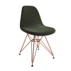 Mesa Industrial Retangular Amêndoa Base V Cobre 137x90cm C/ 6 Cadeiras Estofadas Verdes Cobre  - 4
