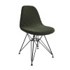 Mesa Jantar Industrial Base V 90cm Quadrada Preta C/ 4 Cadeiras Ferro Preto Eames Estofada Verde - 4