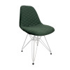 Cadeira Jantar Estofada Verde Eiffel Eames Base Ferro Branco - 1
