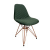Cadeira Jantar Estofada Verde Eiffel Eames Base Cobre - 1