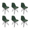 Kit 6 Cadeiras Jantar Estofadas Verde Eiffel Eames Base Ferro Preto - 1