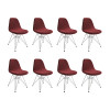 Kit 8 Cadeiras Jantar Eames Eiffel Estofadas Vermelho Base Ferro Branco - 1