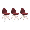 Kit 3 Cadeiras Jantar Eames Eiffel Estofadas Vermelho Base Cobre - 1