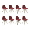 Kit 8 Cadeiras Jantar Eames Eiffel Estofadas Vermelho Base Dourado - 1