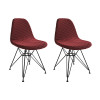 Kit 2 Cadeiras Jantar Estofadas Vermelha Eames Base Ferro Preto  - 1