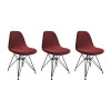 Kit 3 Cadeiras Jantar Estofadas Vermelha Eames Base Ferro Preto  - 1