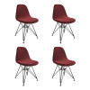 Kit 4 Cadeiras Jantar Estofadas Vermelha Eames Base Ferro Preto  - 1