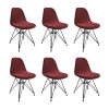 Kit 6 Cadeiras Jantar Estofadas Vermelha Eames Base Ferro Preto  - 1