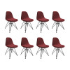 Kit 8 Cadeiras Jantar Estofadas Vermelha Eames Base Ferro Preto  - 1
