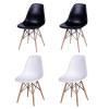 Conjunto De Mesa 4 Cadeiras 2 Pretas E 2 Brancas Eames Eiffel 110 Cm Base Madeira Tampo - Branco 