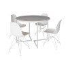 Mesa Industrial Jantar Redonda Branca 110cm Base V Com 4 Cadeiras Eames Brancas Ferro Branco - 2