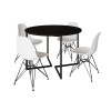 Mesa Industrial Jantar Redonda Preta 110cm Base V Com 4 Cadeiras Eames Brancas Ferro Preto - 2