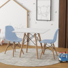 Conjunto De Mesa Eames Eiffel Infantil Madeira 60cm Quadrado Branco 2 Cadeiras Azul - 1
