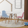 Conjunto De Mesa  Eames Eiffel Madeira Infantil 60cm Quadrado Branco 1 Cadeira Azul 1 Cadeira Rosa - 1