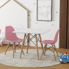 Conjunto De Mesa Eames Eiffel Madeira Infantil 60cm Quadrado Branco 2 Cadeiras Rosa - 1