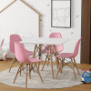 Conjunto De Mesa Eames Eiffel Madeira Infantil 60cm Quadrado Branco 4 Cadeiras Rosa - 1