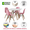 Conjunto De Mesa Eames Eiffel Madeira Infantil 60cm Quadrado Branco 4 Cadeiras Rosa - 3
