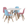 Conjunto De Mesa Eames Eiffel Infantil Madeira 60cm Quadrado Branco 2 Cadeira Azul E 2 Rosa - 2
