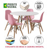Conjunto De Mesa Eames Eiffel Madeira Infantil 60cm Redondo Branco 4 Cadeiras Rosa - 2