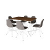 Mesa Industrial Retangular Amêndoa Base V 137x90cm 6 Cadeiras Estofadas Eames Grafite Aço Branco  - 2