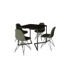 Mesa Jantar Industrial Base V 90cm Quadrada Preta C/ 4 Cadeiras Ferro Preto Eames Estofada Verde - 2