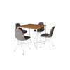 Mesa Jantar Industrial Base V Ferro Branco 90cm Quadrada Canela + 4 Cadeiras Madeira Estofada Grafit - 2