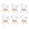 Kit 6 Cadeiras Eames Eifflel Com Braço Daw De Madeira Com Assento Branco - 1