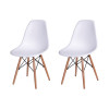 Conjunto De Mesa De Jantar Eames Eiffel Redonda 90cm Tampo De Madeira Branco Com 2 Cadeiras Brancas 
