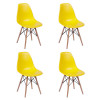 Conjunto De Mesa De Jantar Eames Eiffel Quadrada 90cm Tampo De Madeira Preto Com 4 Cadeiras Amarelas
