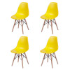 Jogo De Mesa 4 Cadeiras Amarelas Eames Eiffel 90 Cm Base Madeira Tampo Branco 